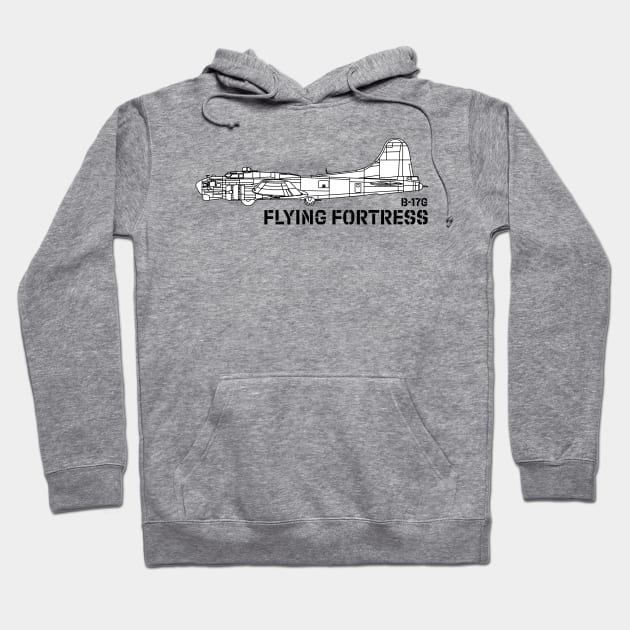 B-17 Flying Fortress - USAAF (SW) Hoodie by BearCaveDesigns